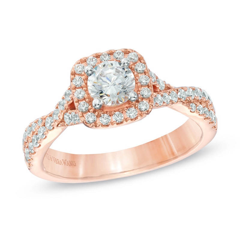 Main Image 1 of Previously Owned - Vera Wang Love Collection 1 CT. T.W. Diamond Frame Engagement Ring in 14K Rose Gold
