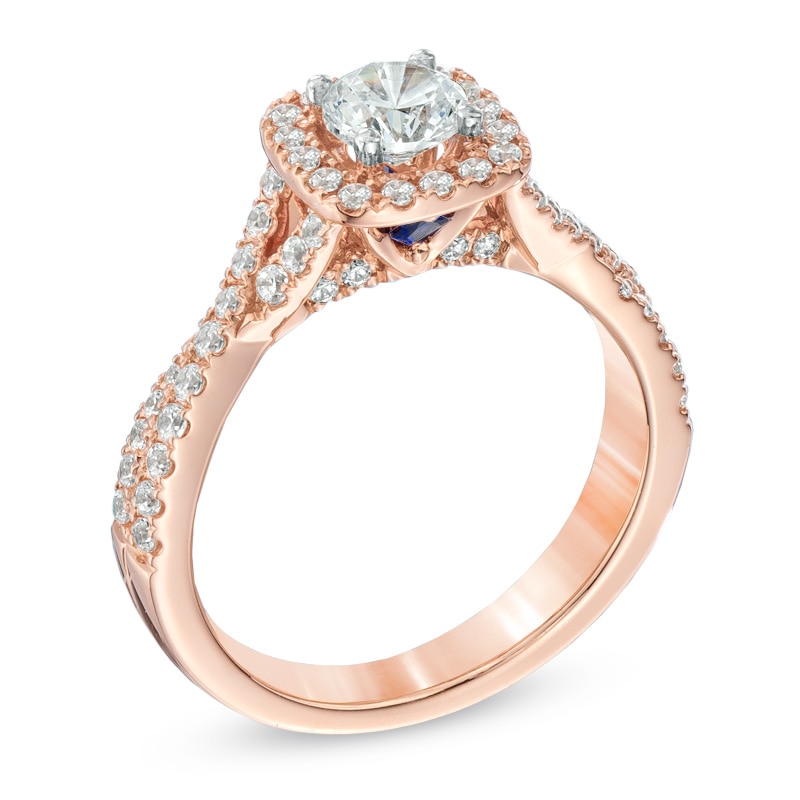 Main Image 2 of Previously Owned - Vera Wang Love Collection 1 CT. T.W. Diamond Frame Engagement Ring in 14K Rose Gold