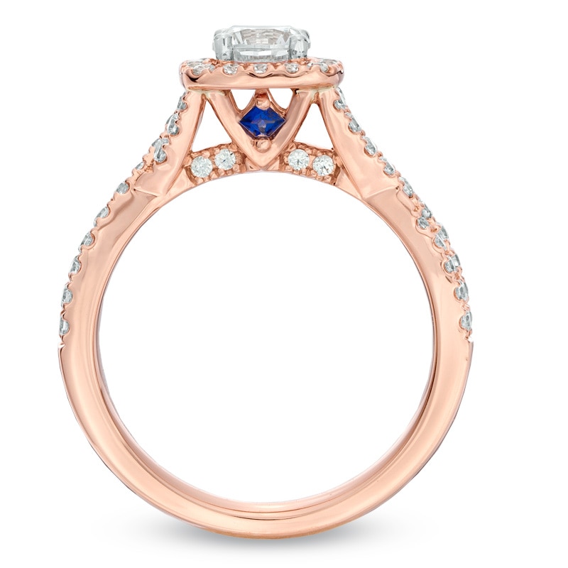 Main Image 3 of Previously Owned - Vera Wang Love Collection 1 CT. T.W. Diamond Frame Engagement Ring in 14K Rose Gold