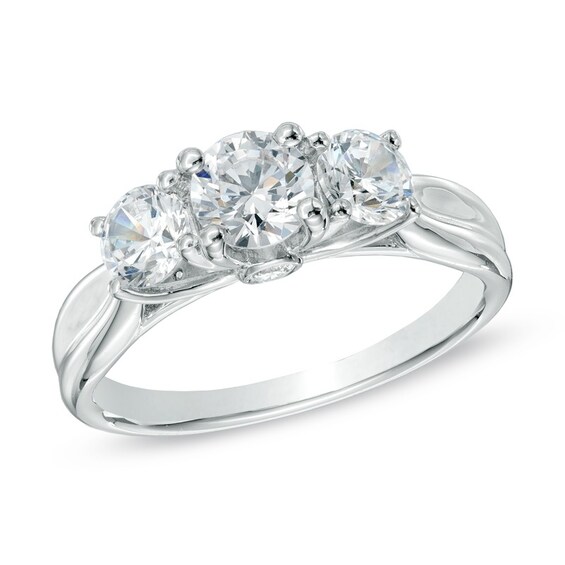 Previously Owned - 1-1/2 CT. T.w. Diamond Past Present Future® Engagement Ring in 14K White Gold