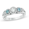 Thumbnail Image 1 of Previously Owned - 1 CT. T.W. Diamond Frame Three Stone Engagement Ring in 14K White Gold (I/I2)