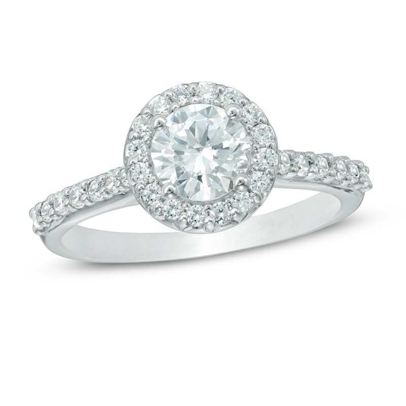 Previously Owned - Celebration Lux® 1 CT. T.W. Diamond Frame Engagement Ring in 14K White Gold (I/SI2)