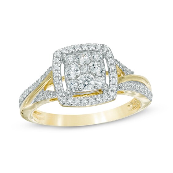 Previously Owned - 5/8 CT. T.w. Composite Diamond Frame Engagement Ring in 10K Gold