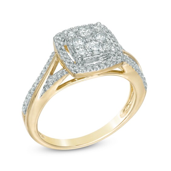 Previously Owned - 5/8 CT. T.w. Composite Diamond Frame Engagement Ring in 10K Gold