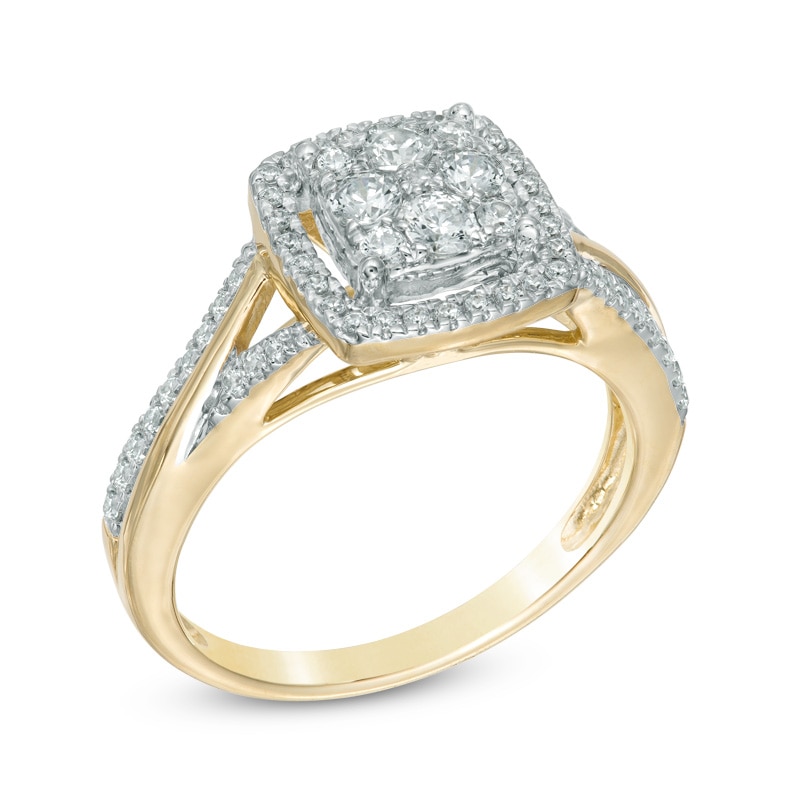 Main Image 2 of Previously Owned - 5/8 CT. T.W. Composite Diamond Frame Engagement Ring in 10K Gold