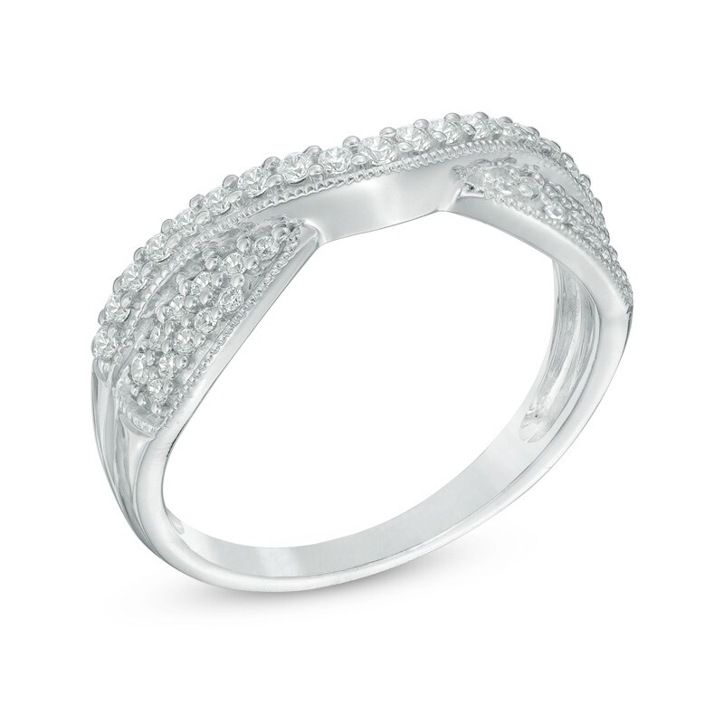 Main Image 2 of Previously Owned - 1/3 CT. T.W. Diamond Vintage-Style Contour Wedding Band in 14K White Gold