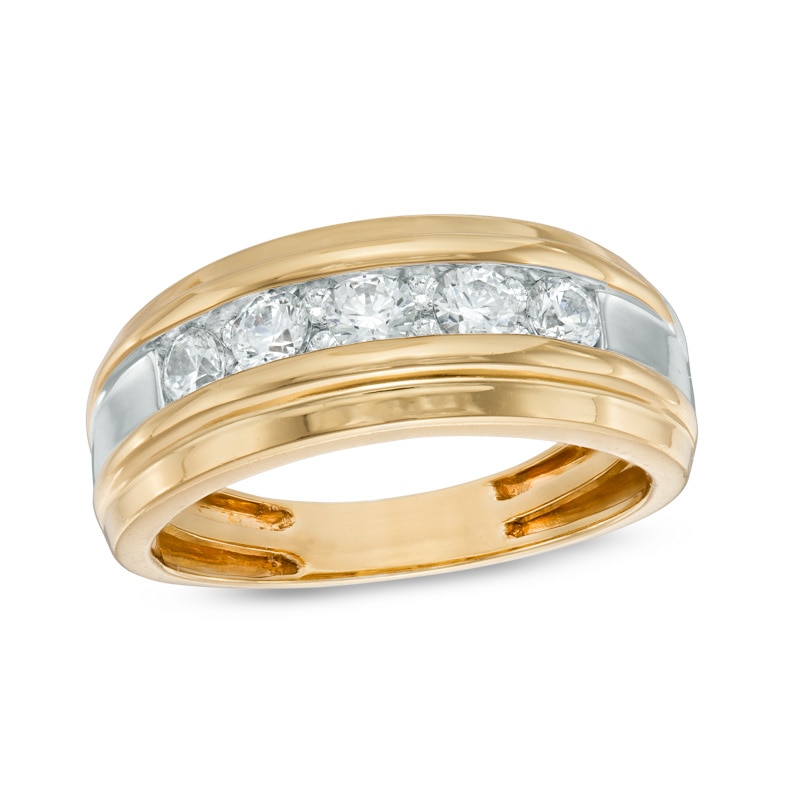 Main Image 1 of Previously Owned - 1-1/4 CT. T.W. Diamond Channel Anniversary Band in 10K Two-Tone Gold