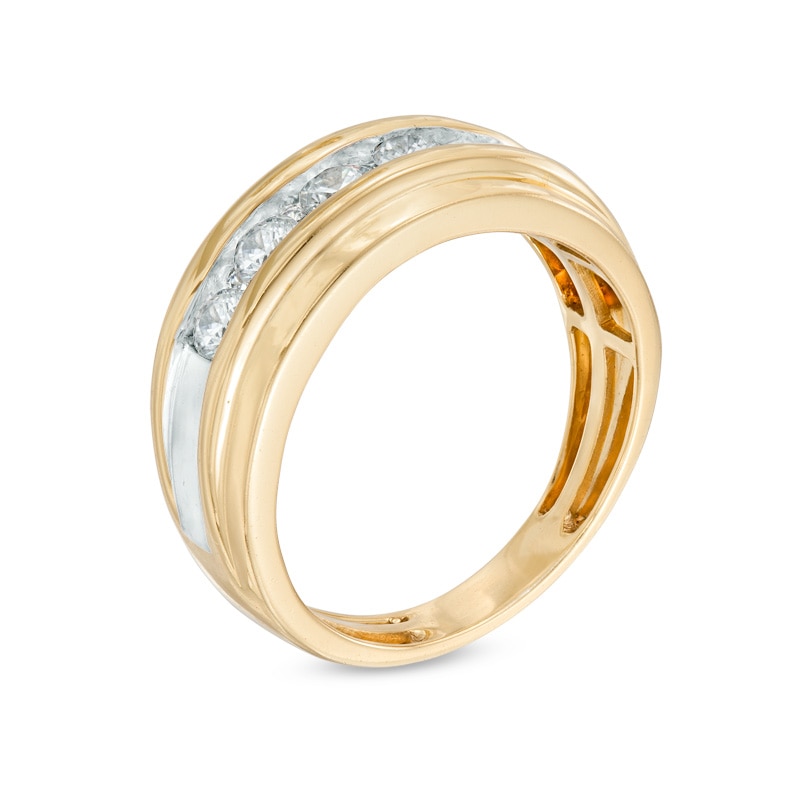 Main Image 2 of Previously Owned - 1-1/4 CT. T.W. Diamond Channel Anniversary Band in 10K Two-Tone Gold