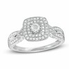 Thumbnail Image 1 of Previously Owned - 1/3 CT. T.W. Diamond Vintage-Style Double Frame Interlocking Shank Engagement Ring in 10K White Gold