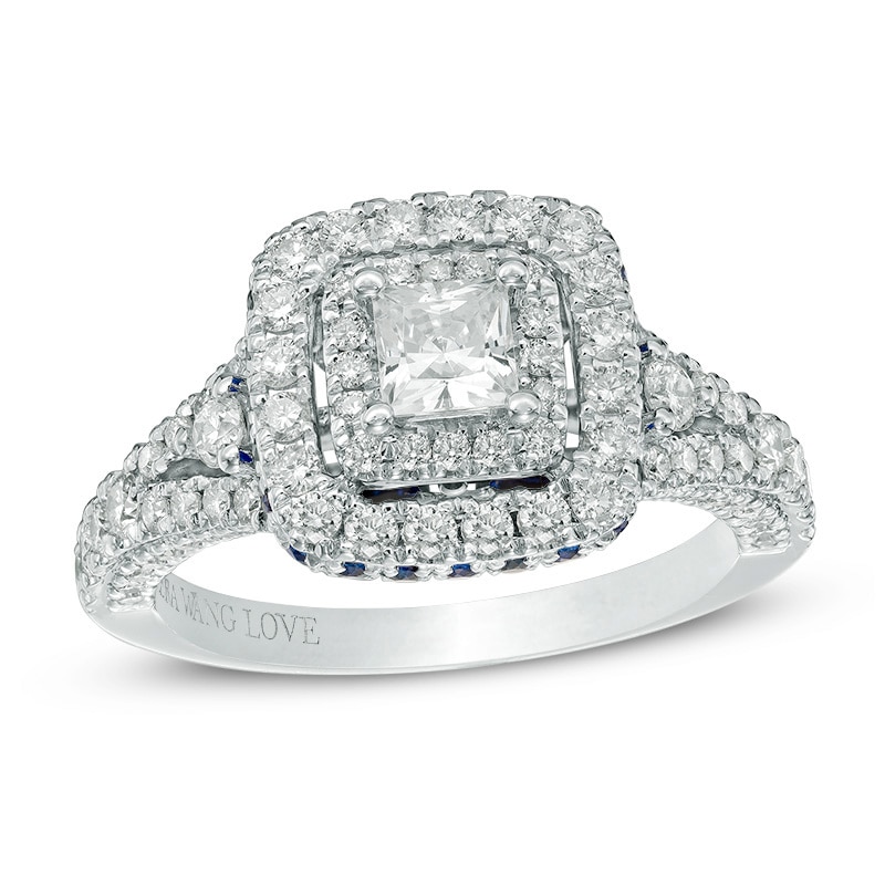 Main Image 1 of Previously Owned - Vera Wang Love Collection 1-1/3 CT. T.W. Princess-Cut Diamond Engagement Ring in 14K White Gold