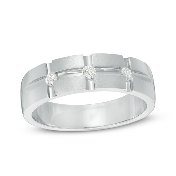 Previously Owned - 1/8 CT. T.w. Diamond Three Stone Band in 10K White Gold