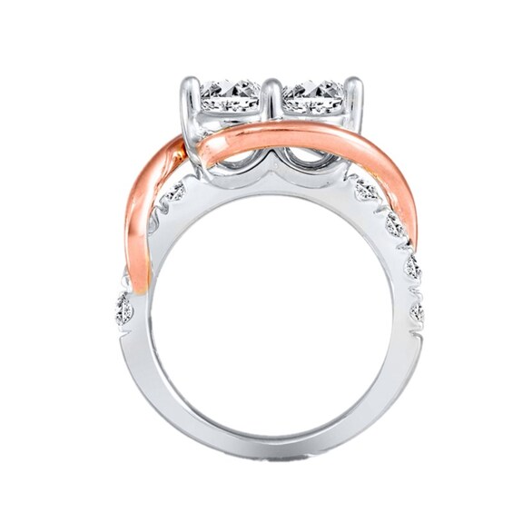 Previously Owned - Ever UsÂ® 1-1/2 CT. T.w. Two-Stone Diamond Swirl Anniversary Band in 14K Two-Tone Gold