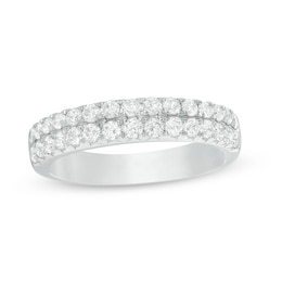 Previously Owned - 3/4 CT. T.W. Diamond Double Row Anniversary Band in 14K White Gold
