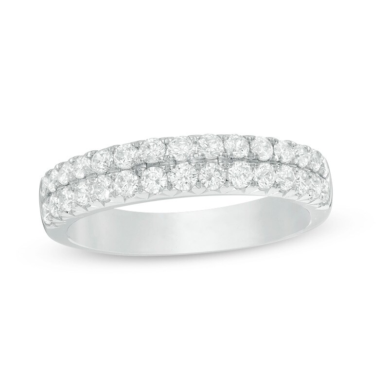 Main Image 1 of Previously Owned - 3/4 CT. T.W. Diamond Double Row Anniversary Band in 14K White Gold