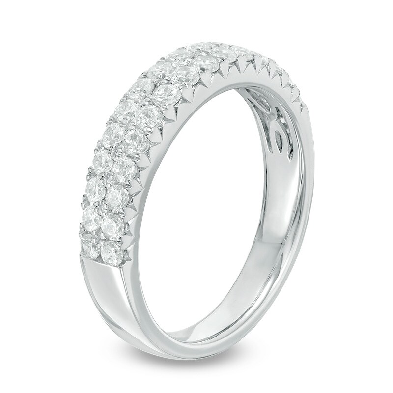 Main Image 2 of Previously Owned - 3/4 CT. T.W. Diamond Double Row Anniversary Band in 14K White Gold