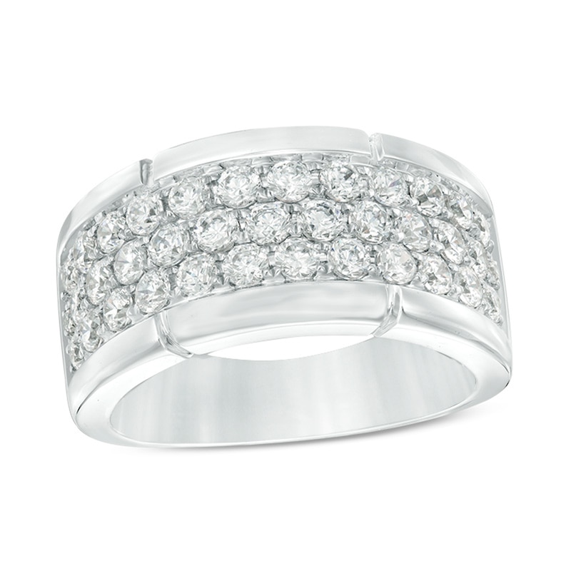 Main Image 1 of Previously Owned - Men's 2 CT. T.W. Diamond Multi-Row Band in 10K White Gold