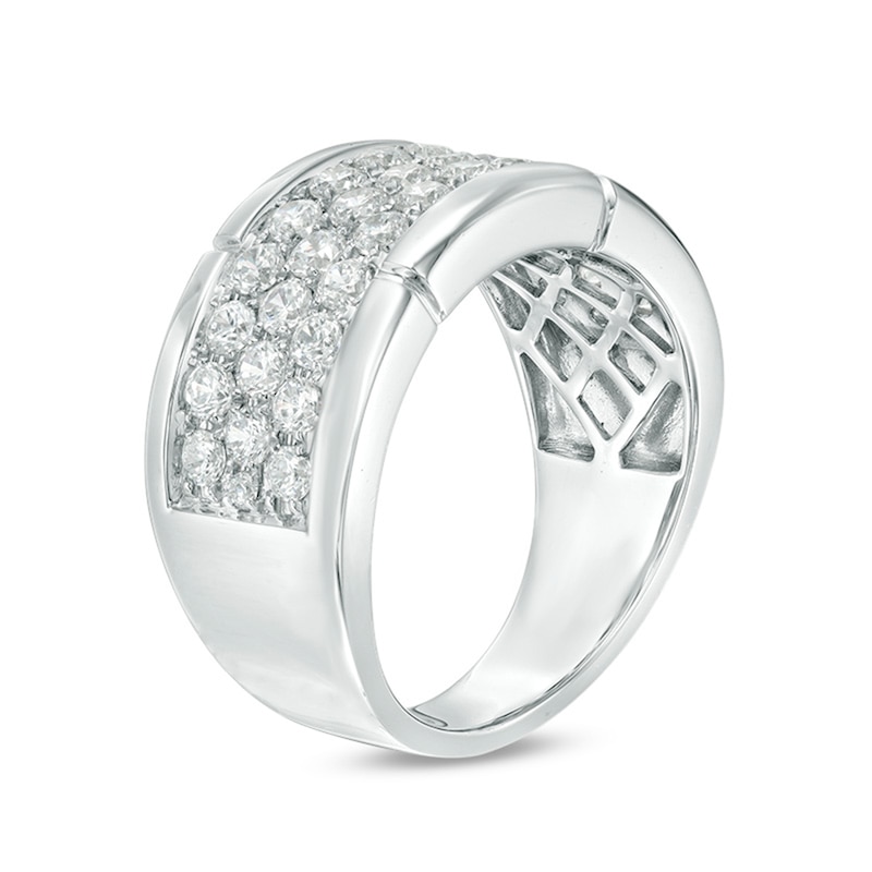 Main Image 2 of Previously Owned - Men's 2 CT. T.W. Diamond Multi-Row Band in 10K White Gold