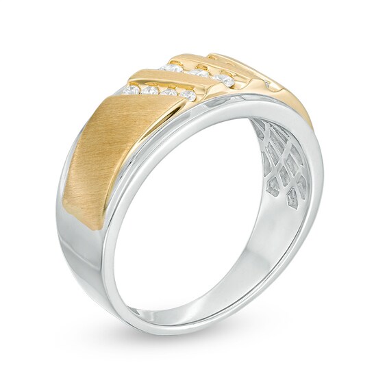 Previously Owned - Men's 1/4 CT. T.w. Diamond Triple Slant Band in 10K Two-Tone Gold