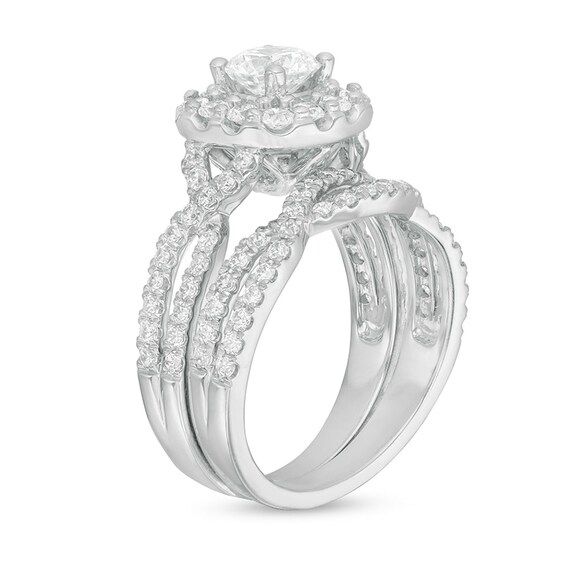 Previously Owned - Love's Destiny by Zales 2 CT. T.w. Diamond Cushion Frame Bridal Set in 14K White Gold (I/Si2)