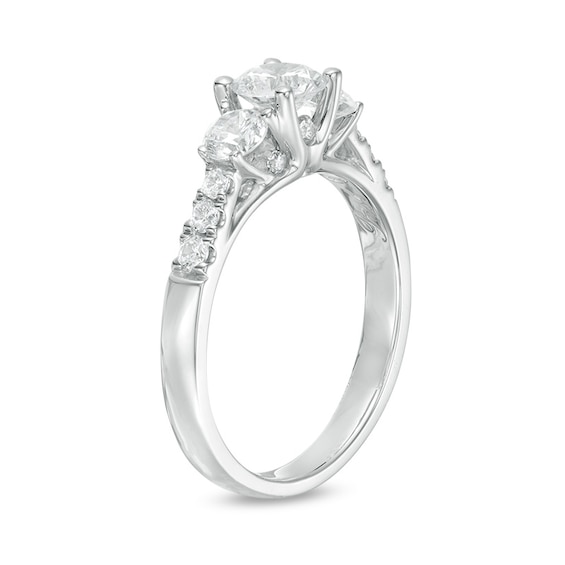 Previously Owned - 1-1/5 CT. T.w. Diamond Past Present Future® Engagement Ring in 14K White Gold (I/I2)