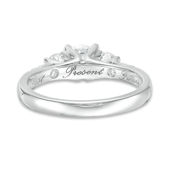 Previously Owned - 1-1/5 CT. T.w. Diamond Past Present Future® Engagement Ring in 14K White Gold (I/I2)
