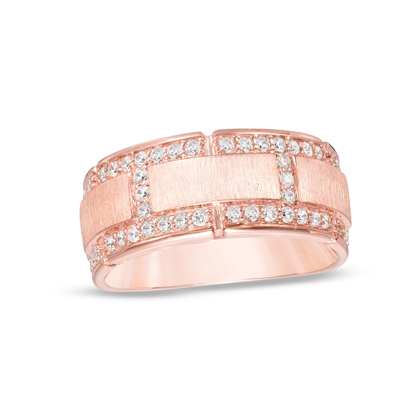 Main Image 1 of Previously Owned - 3/4 CT. T.W. Diamond Brick Pattern Wedding Band in 10K Rose Gold