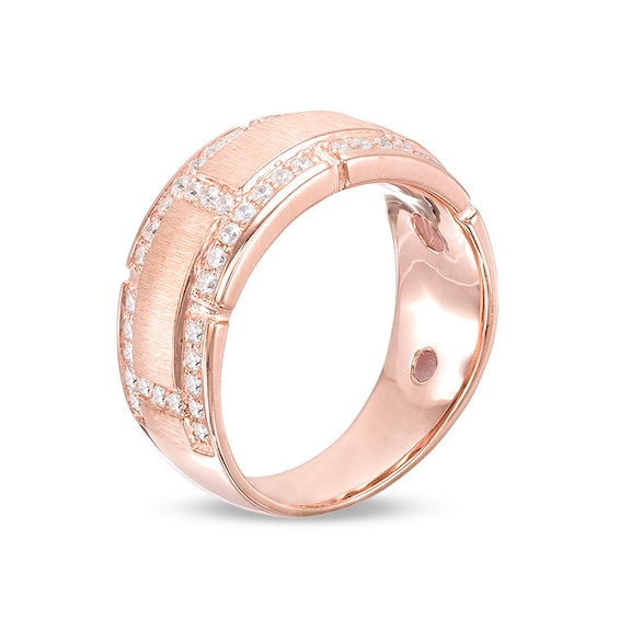 Previously Owned - 3/4 CT. T.w. Diamond Brick Pattern Wedding Band in 10K Rose Gold