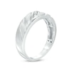 Thumbnail Image 2 of Previously Owned - 1/20 CT. T.W. Diamond Three Stone Slant Groove Wedding Band in 10K White Gold