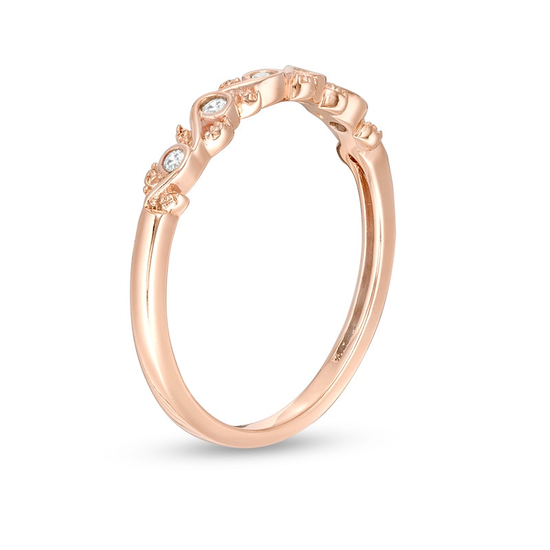 Main Image 2 of Previously Owned - 1/20 CT. T.W. Diamond Vine Anniversary Band in 10K Rose Gold