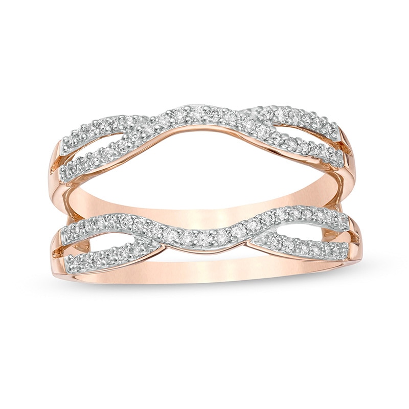 Main Image 1 of Previously Owned - 1/4 CT. T.W. Diamond Crossover Solitaire Enhancer in 14K Rose Gold