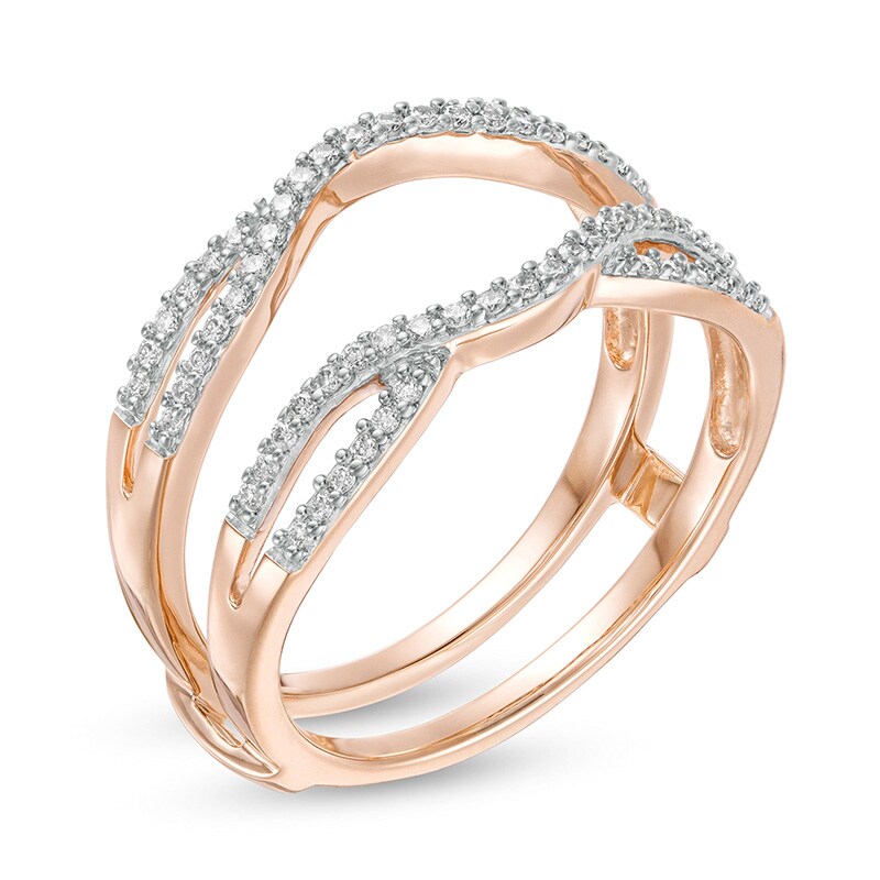 Main Image 2 of Previously Owned - 1/4 CT. T.W. Diamond Crossover Solitaire Enhancer in 14K Rose Gold