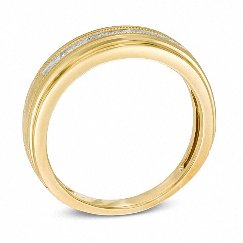 Main Image 2 of Previously Owned - 1/10 CT. T.W. Diamond Milgrain Wedding Band in 10K Gold