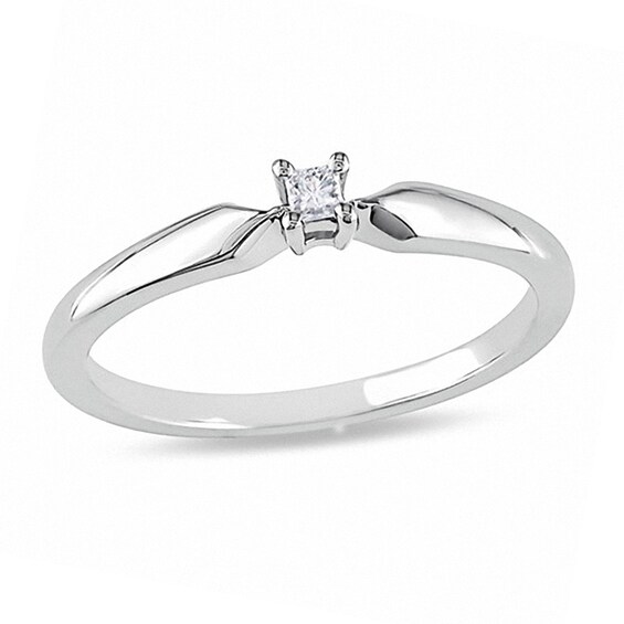 Previously Owned - 1/20 CT. Princess-Cut Diamond Solitaire Promise Ring in Sterling Silver
