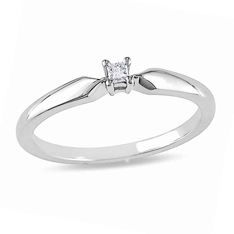Main Image 1 of Previously Owned - 1/20 CT. Princess-Cut Diamond Solitaire Promise Ring in Sterling Silver