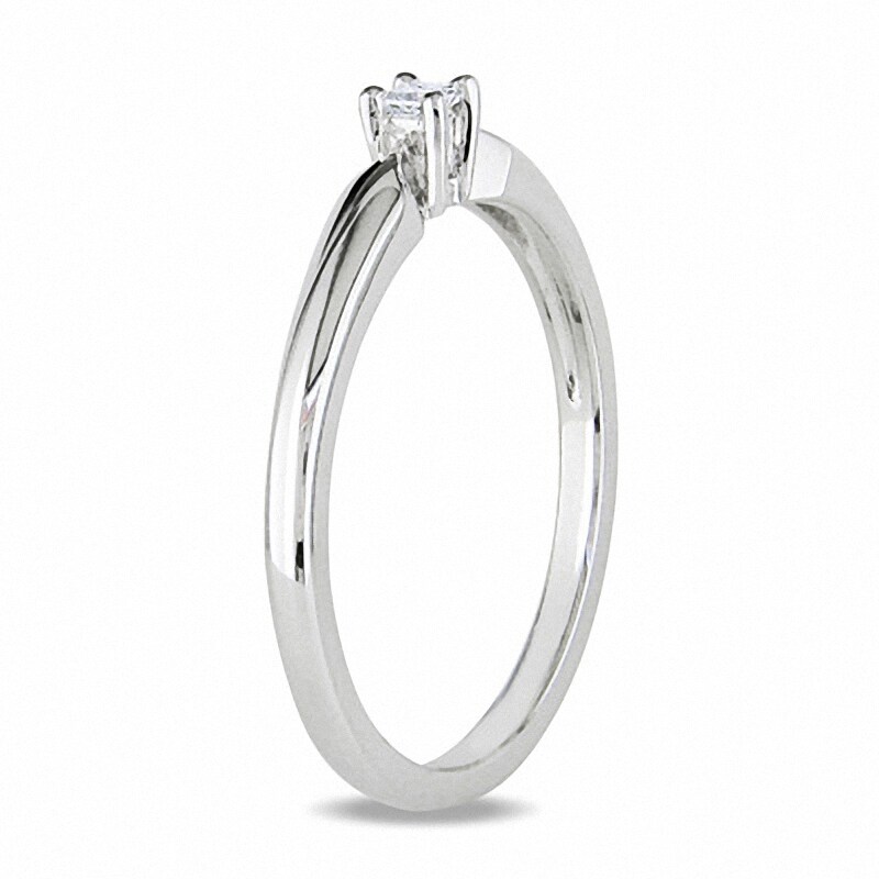 Main Image 2 of Previously Owned - 1/20 CT. Princess-Cut Diamond Solitaire Promise Ring in Sterling Silver
