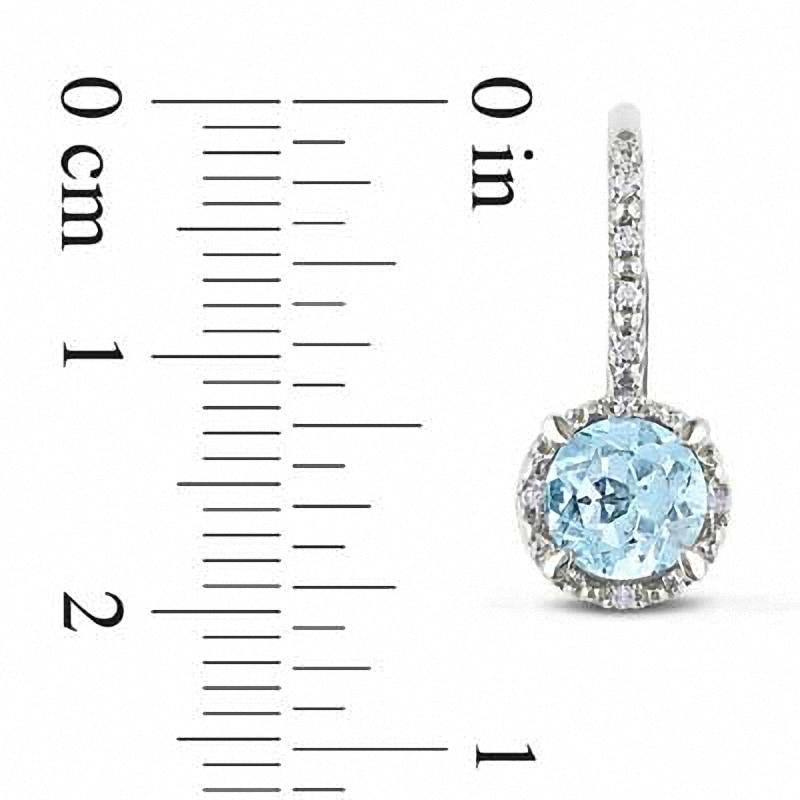 Main Image 2 of Previously Owned - 6.0mm Aquamarine and Diamond Accent Drop Earrings in Sterling Silver