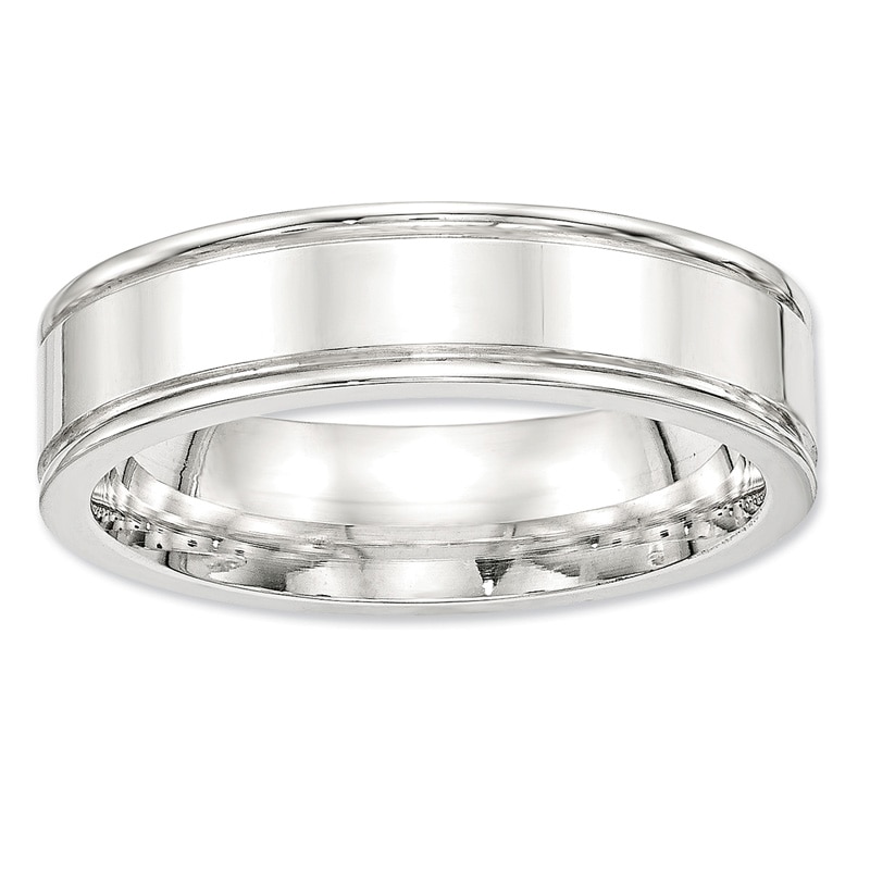 Main Image 1 of Previously Owned - 6.0mm Groove Edge Wedding Band in Sterling Silver