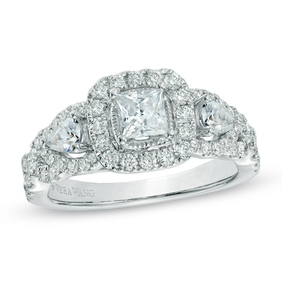 Previously Owned - Vera Wang Love Collection 1-1/2 CT. T.w. Diamond Three Stone Engagement Ring in 14K White Gold