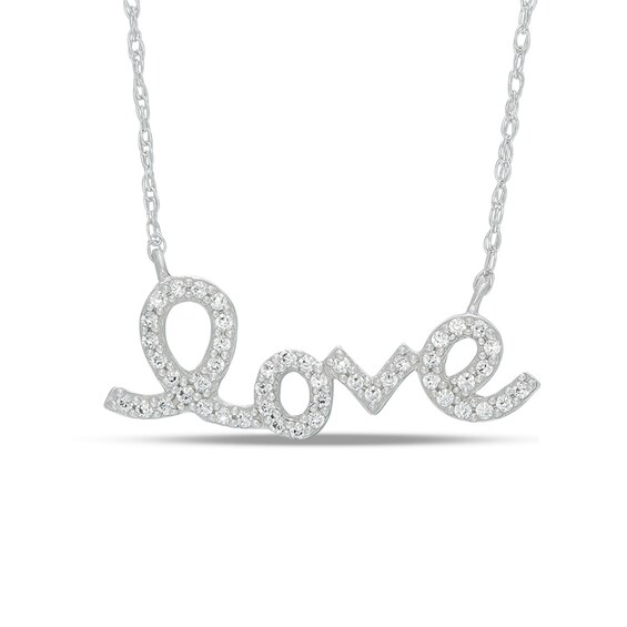 Previously Owned - 1/8 CT. T.w. Diamond "love" Necklace in 10K White Gold