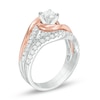 Thumbnail Image 2 of Previously Owned - 1 CT. T.W. Diamond Layered Bypass Swirl Bridal Set in 14K Two-Tone Gold