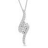 Thumbnail Image 1 of Previously Owned - Ever Us® 1-1/2 CT. T.W. Two-Stone Diamond Bypass Pendant in 14K White Gold - 19"
