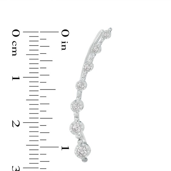 Previously Owned - 1/4 CT. T.w. Diamond Station Crawler Earrings in 10K White Gold