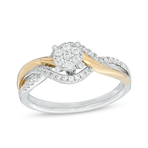 Previously Owned - 1/4 CT. T.w. Composite Diamond Bypass Promise Ring in 10K Two-Tone Gold