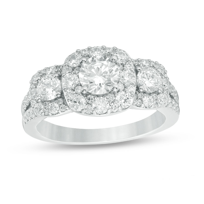 Main Image 1 of Previously Owned - Love's Destiny by Zales 1-5/8 CT. T.W. Diamond Three Stone Engagement Ring in 14K White Gold
