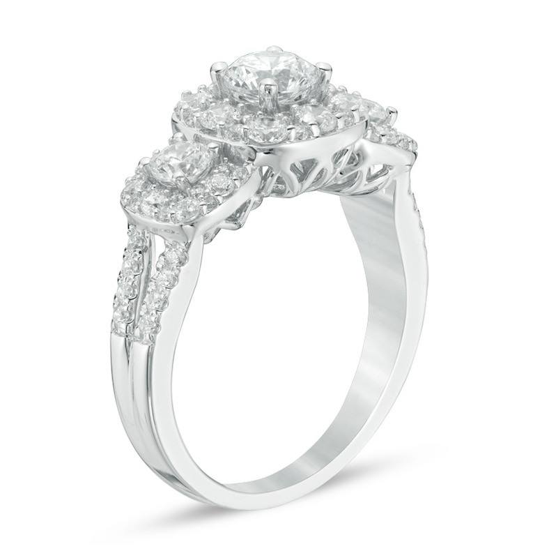 Main Image 2 of Previously Owned - Love's Destiny by Zales 1-5/8 CT. T.W. Diamond Three Stone Engagement Ring in 14K White Gold