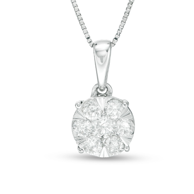 Main Image 1 of Previously Owned - 1/2 CT. T.W. Diamond Frame Pendant in 10K White Gold