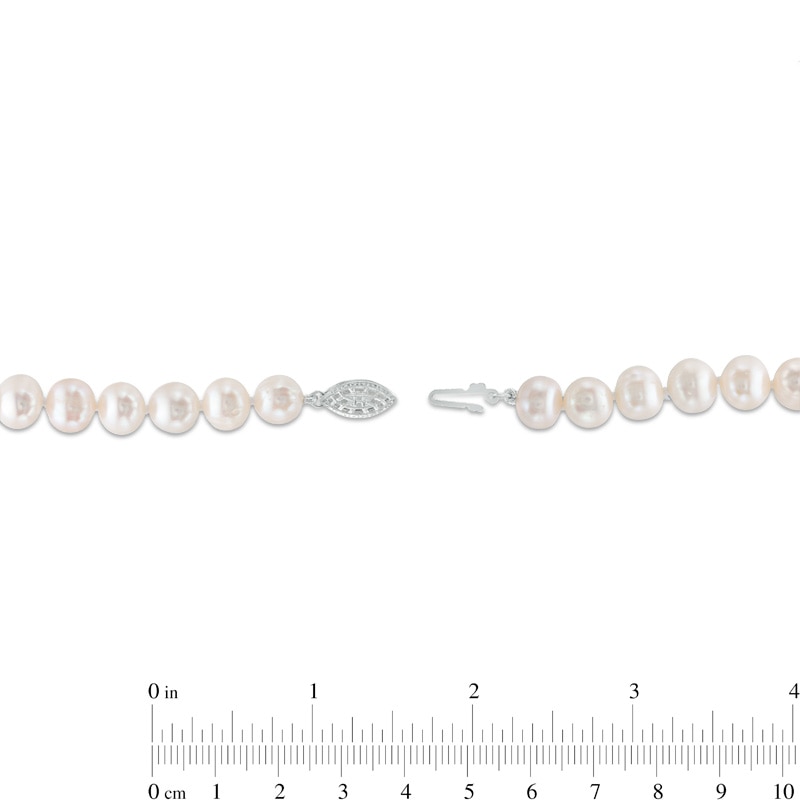 Main Image 2 of Previously Owned-7.5-8.0mm Freshwater Cultured Pearl Strand Necklace with Sterling Silver Filigree Clasp-24"