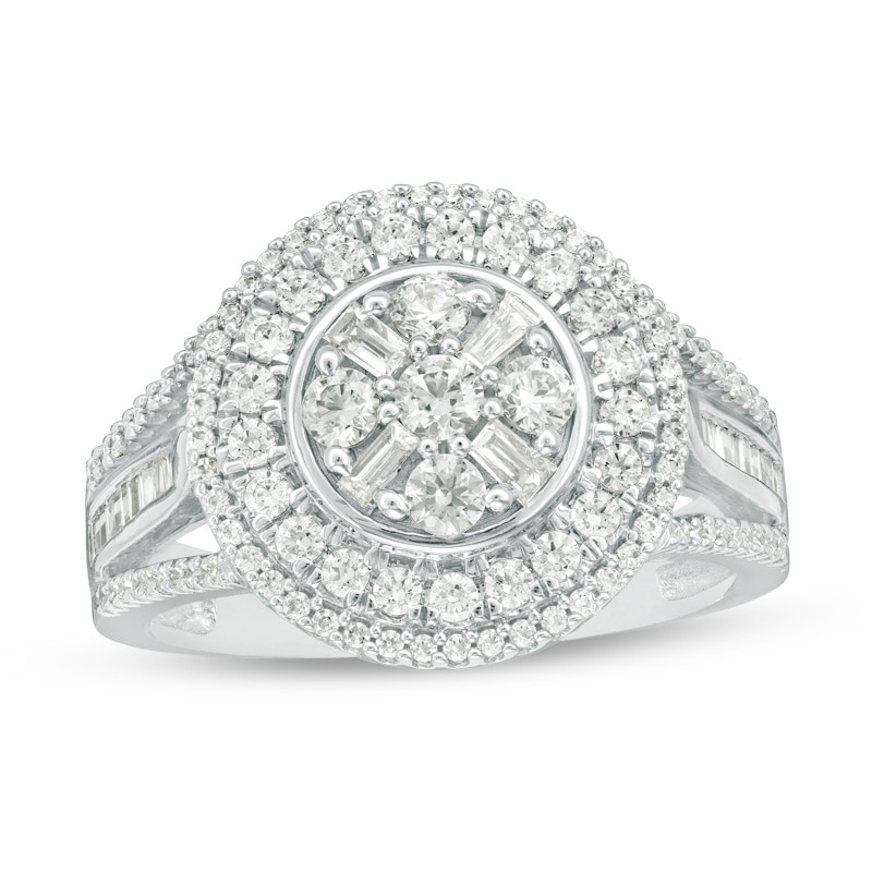 Main Image 1 of Previously Owned - 1 CT. T.W. Composite Diamond Frame Multi-Row Ring in 10K White Gold