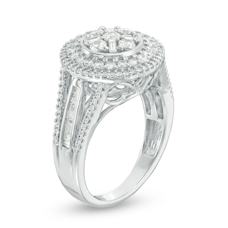 Main Image 2 of Previously Owned - 1 CT. T.W. Composite Diamond Frame Multi-Row Ring in 10K White Gold