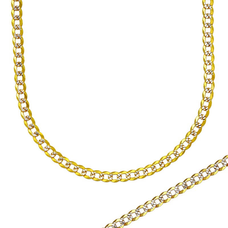 Main Image 1 of Previously Owned - Men's 3.15mm Diamond-Cut Curb Chain Necklace in 14K Two-Tone Gold - 28"